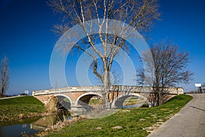 Baroque-Art Nouveau bridge over the Black Water in Kralova near Senec