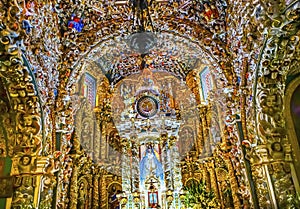 Baroque Basilica Altar Colorful Church Santa Maria Tonantzinta Cholula Mexico