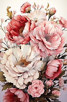 Baroque Blooms: A Delicate Paper Cut Bouquet in Soft Pinks and G