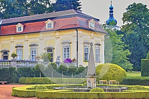 Baroque Buchlovice castle, Moravia, Czech Republic, view from beautiful garden.