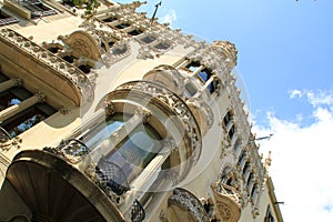 Baroque building facade in Barcelona, Spain