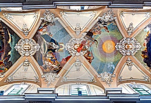 Baroque ceiling Basilica della Collegiata, Catania, Sicily, Italy