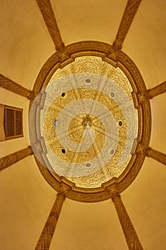 Baroque chapter house dome indoor. Mallorca cathedral. Spain