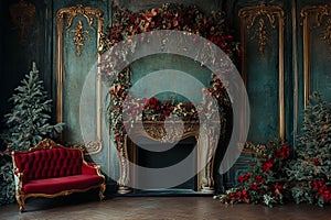 Baroque Christmas Style Photography Backdrop photo