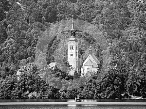 Baroque Church of the Assumption of Saint Mary on Bled Island, Lake Bled, Julian Alps, Slovenia, Europe