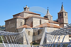 Baroque church and modern bridge. Cangas del Narcea. Spain