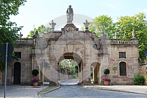 Baroque city gate Paulustor of former city wall in Fulda, Germany