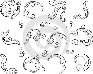 Baroque Clipart. Calligraphy Style.