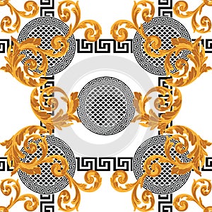 Baroque colored with greek design pattern photo