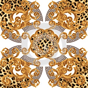 Baroque colored with greek design pattern photo