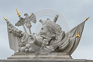 Baroque composition of the military elements of stone on a background of the sky in Slovakia