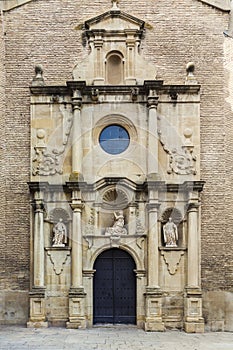 Baroque doorway of Museum of Navarra in Pamplona, Spain