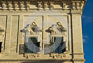 Baroque facade of the Auberge de Castille, Malat