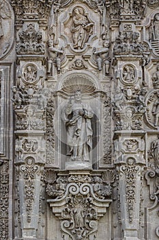 Baroque facade decoration of the church in Tepotzotlan photo