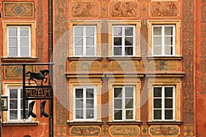 Baroque facade in the Old Town. Warsaw. Poland