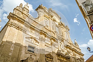 Baroque facade of the Sant'Agata Cathedral in Gallipoli, Italy