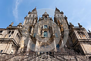 Baroque facade of Santiago de Compostela cathedral photo