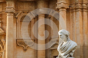 Baroque facades of the buildings in the historic part of Noto