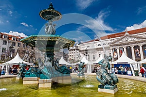 Baroque Fountain on Rossio Square