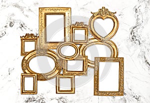 Baroque frame golden framework marble background