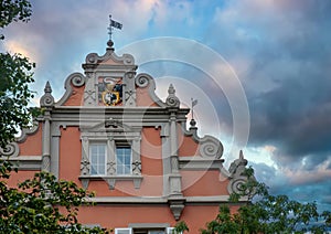 Baroque gable of historic building in old town of Konstanz, Baden-Wurttemberg, Germany photo