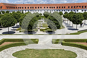 Baroque garden of the Bratislava castle on a sunny spring day