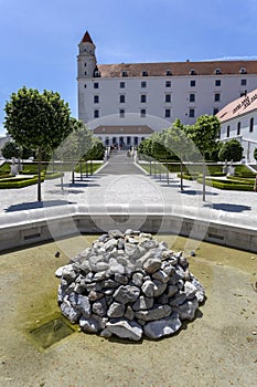 Baroque garden of the Bratislava castle on a sunny spring day