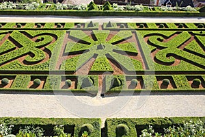 Baroque garden, Castle of Hautefort in France photo