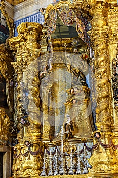 Baroque gold-leafed altar in the historic church