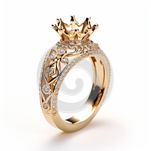Baroque Grandiosity: 18k Gold Princess Engagement Ring photo