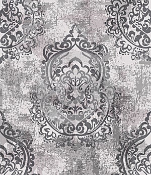 Baroque grunge texture pattern Vector. Floral ornament decoration old effect. Victorian engraved retro design. Vintage