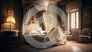 Baroque historical bedroom illustration by generative AI