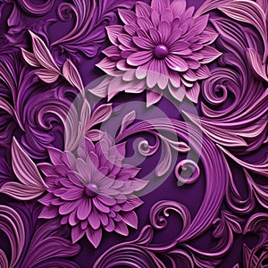 Baroque-inspired 3d Flowers On Purple Fabric