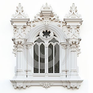 Baroque-inspired Georgian Window On White Background