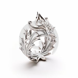 Baroque-inspired Sterling Silver Ring With Intricate Vine Design