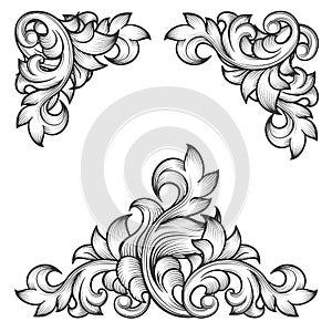 Baroque leaf frame swirl decorative design element