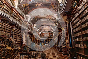 Baroque library hall in the Clementinum