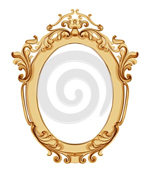 Baroque luxury golden frame Vector. Elegant mirror decor. Victorian ornaments rich framed