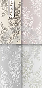 Baroque ornament set collection Vector. Imperial Royal victorian backgrounds. Trendy color fabric textures