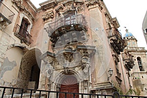 baroque palace (della cancelleria) in ragusa in sicily (italy) photo