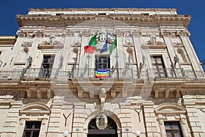 baroque palace (senato) in syracuse in sicily (italy)