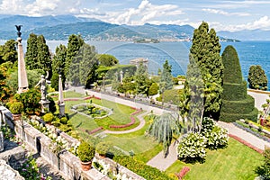 Baroque park garden of island Bella - isola Bella of Lake Maggiore in Italy