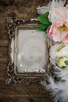 Baroque photo frame with pearls and roses