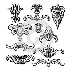 Baroque and renaissance decorative design elements