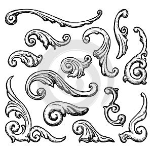 Baroque and renaissance decorative design elements photo