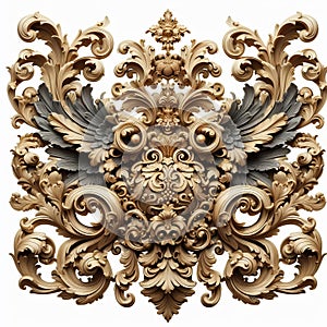 Baroque rococo embellishments, isolated on white background pho photo