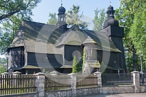 Baroque Roman Catholic church of Saint Hedwig from the year 1711. The village Bierdzany, Opolskie, Poland, Europe