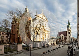Baroque and Roman churches in Krakow, Poland