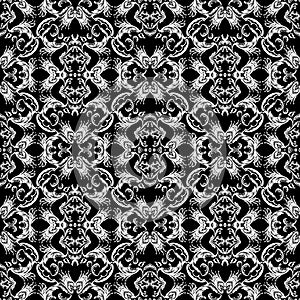 Baroque seamless pattern. Black and white vintage floral background. Antique decorative ornaments. Monochrome repeat endless tex