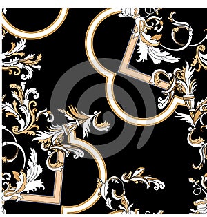 Baroque seamless pattern with moldings. Vector patch for print, fabric, scarf